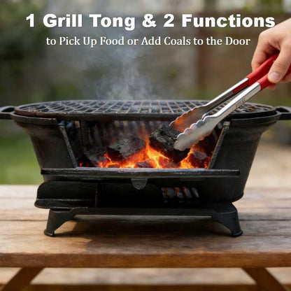 Portable Charcoal Grill Stove,Cast Iron Tabletop BBQ Grill 2 Heights cast iron hibachi,for 2-4 People,for Outdoor, Camping,Picnic,Backyard,Patio