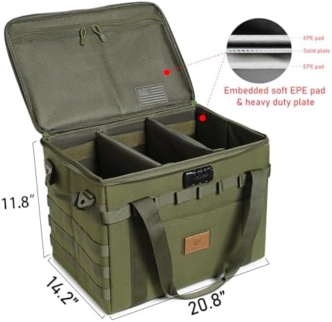 Tactical Camping Storage Bag Utility Tote Bag Camp Kitchen & Trunk Organizer with Combination Lock and Shoulder Strap