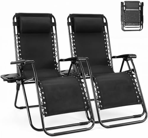 NEWBULIG Zero Gravity Chairs Set of 2, Folding Lounge Recliner Chair