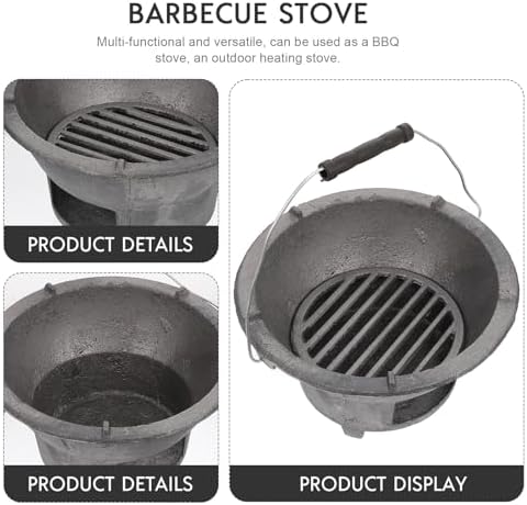 Cast Iron Outdoor Charcoal Barbecue Stove for Camping 8.26inch