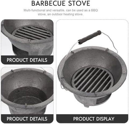 Cast Iron Outdoor Charcoal Barbecue Stove for Camping 8.26inch