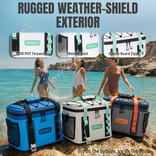 UPWELL Paddle Board Accessories, Waterproof SUP Cooler Bag with TPU Zipper, PVC Dry Bag, 42 Cans Surf Kayak Cooler