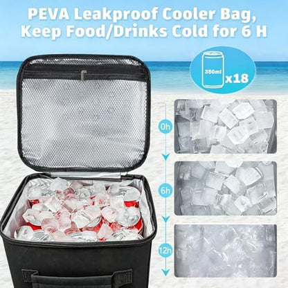 XYFuuee 2-in-1 Cooler Organizer Insert for X Large Bogg Bag Accessories, PEVA Portable Leak-Proof Ice Chest, Lightweight Mesh Divider Inserts Pouch with 4Fastener for XL Bog Beach Rubber Tote