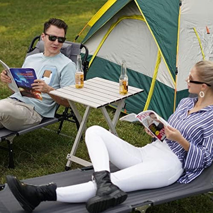 SUNNYFEEL Folding Camping Table - Lightweight Aluminum Portable Picnic Table for Cooking, Beach, Hiking, Travel, Fishing, BBQ, Indoor Outdoor Small Foldable Camp Tables
