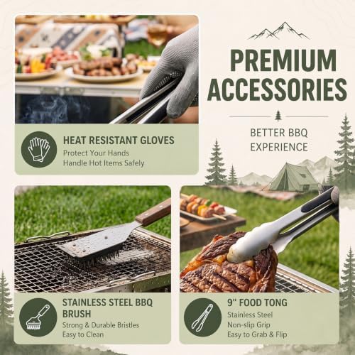 Folding Charcoal Grill Sets Compatible with IGT Table Insert