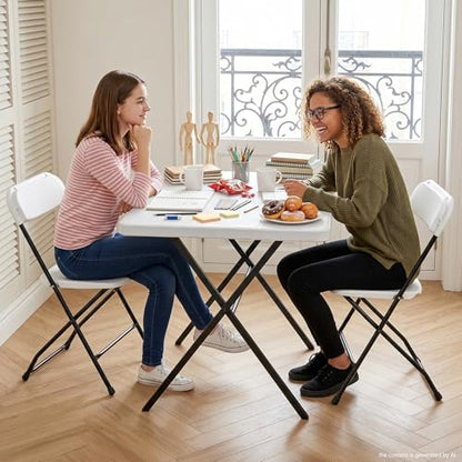 Folding Table Set with 2 Pack Folding Chairs, No Assembly Portable Event Table and Chairs Set, Heavy Duty Foldable Card Table and Chairs for Outdoor, Camping, Patio, Picnic, Dining, Indoor(White)