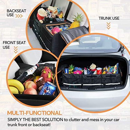 HEYTRIP Large Trunk Organizer with Built-in Leakproof Cooler Bag, Black