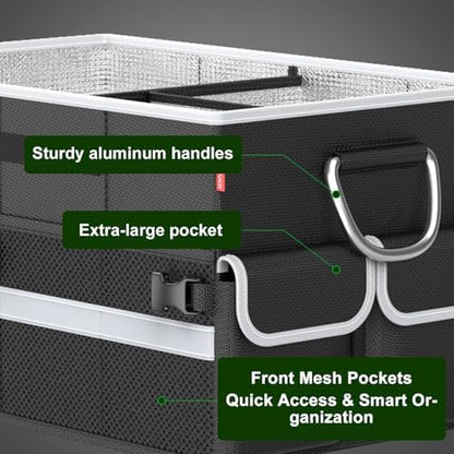 Cooler Bag – Soft Travel Cooler Holds 45 Cans, Stays Cold for 8H & Warm for 7H – Portable Car Trunk Organizer for Camping, Beach, Picnic-Black