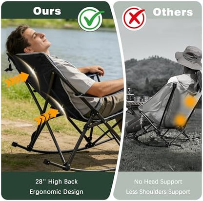 SUNNYFEEL 2 Pack Oversized Folding Rocking Camping Chair 500lbs