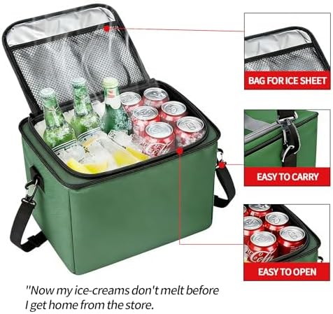 Car Trunk Organizer with Removable Cooler Bag - Collapsible Multi-Compartment Storage for SUV Truck Groceries Camping, Durable Nylon Auto Cargo Organizer (Green)