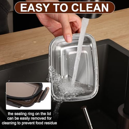 12 Pcs 12oz/ 350 ml 304 Stainless Steel Food Containers with Lid, FDA Registered Airtight Lunch Container Reusable Meal Prep Storage Box Freezer/Dishwasher Safe for Home Kitchen