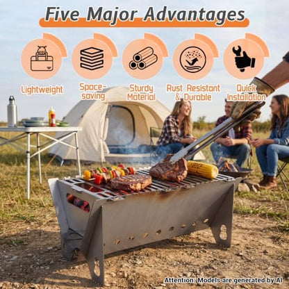 Portable charcoal Grill,Foldable Heavy Duty Camping,Non-Toxic
