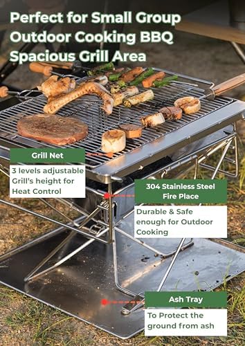 CAMPINGMOON Medium Portable Fire Pit Grill Wood Burning MT-035
