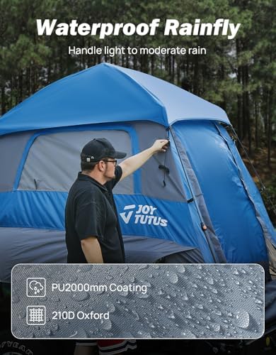 JOYTUTUS Automatic Truck Tent, Easy Set-up, Portable Truck Bed Tent 5.5FT-6.5FT with Rainfly, Truck Camping Tent with Waterproof PU2000mm Double Layer for 2 Person
