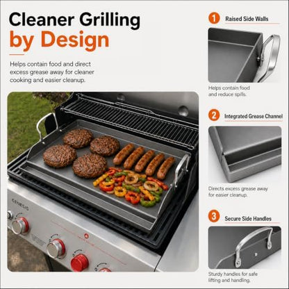 Hisencn 25"x16" Flat Top Griddle for Gas Grill and Stove, 4-5 Burner Grills
