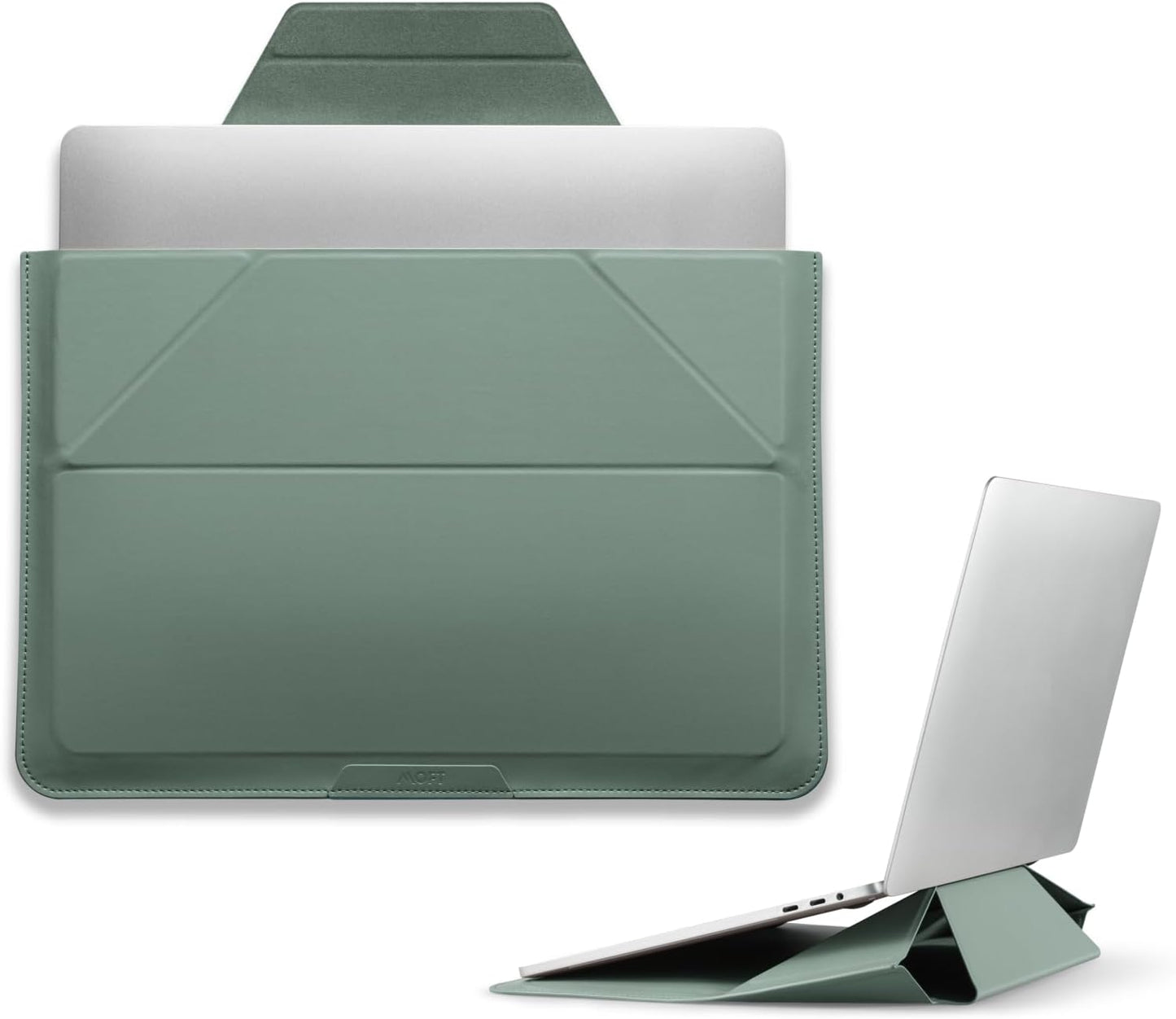 MOFT Laptop Carry Sleeve, 2-in-1 Laptop Bag & Stand for 16" MacBook Air/Pro & Dell/HP/Lenovo/Asus, Stylish Slim Computer Sleeve Bag with Expandable Storage for Computer Accessories, Seafoam