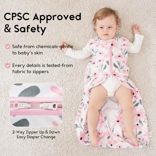 Yoofoss Baby Sleep Sack 6-12 Month 0.5TOG 100% Organic Cotton 2-Way Zipper