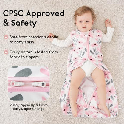 Yoofoss Baby Sleep Sack 6-12 Month 0.5TOG 100% Organic Cotton 2-Way Zipper