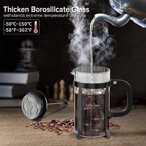 QUQIYSO French Press Coffee Maker 21oz,Borosilicate Glass Coffee Press