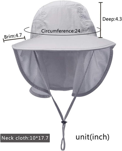 Unisex Outdoor Activities UV Protecting Sun Hats with Neck Flap