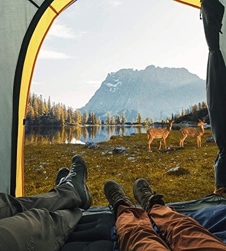 JOYTUTUS Truck Bed Tent with Rainfly, Portable Pickup Truck Tent 5.5ft-5.8ft Fiberglass Pole, Waterproof PU2000mm Fabric for 2 Person, Easy Set-up, Orange