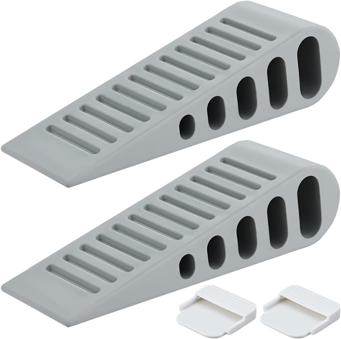 JQK Rubber Door Stopper Wedge, Grey 6 Pack Soft TPR Premium Door Stops for Bottom of Heavy Duty Door on Tile, Concrete, Carpet, Wooden Floor, DSB61-GY-P6
