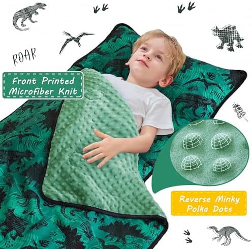 Lasoftan Toddler Nap Mat with Pillow and Blanket, Extra Large Rolled Napping Mats,Slumber Bags for Boys Girls,Kids Sleeping Bag for Daycare, Preschool Travel Camping