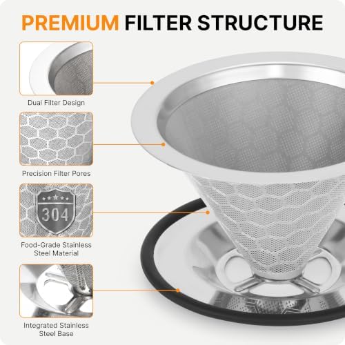 Pour Over Coffee Maker-12 oz Insulated Mug With Stainless Steel Filter