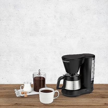 Cuisinart 5-Cup Coffee Maker with Stainless Steel Carafe, Coffee Machine with Removable Water Reservoir, Charcoal Water Filter, 30-Minute Keep Warm, and Brew Pause, DCC-5570NAS, Stainless Steel