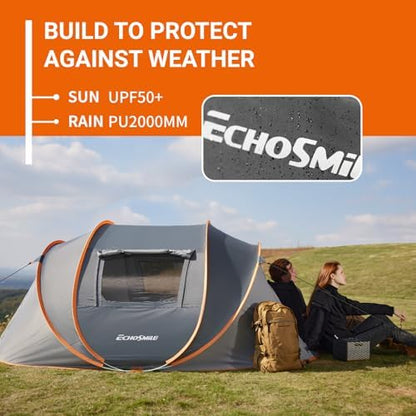 EchoSmile Instant Pop Up Camping Tent, 2/4/6 Person Easy Setup Tent
