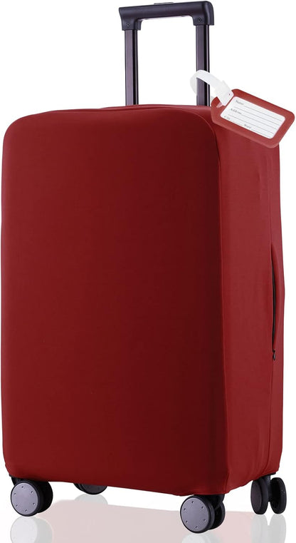 Travel Luggage Cover Suitcase Protector Scratch-Resistant Fit 19-31 Inch Suitcase, Not Included Suitcase (Claret, 2XL(30-31 inch))