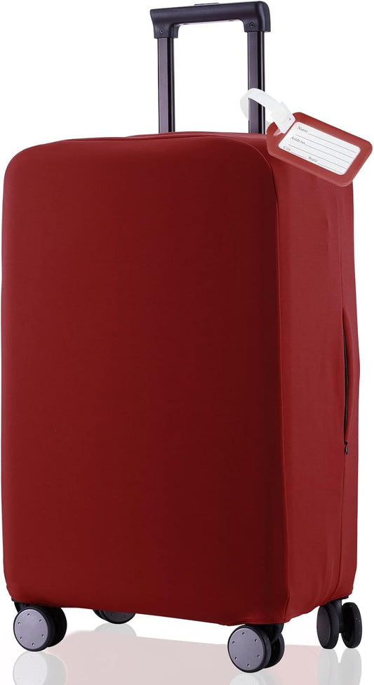 Travel Luggage Cover Suitcase Protector Scratch-Resistant Fit 19-31 Inch Suitcase, Not Included Suitcase (Claret, 2XL(30-31 inch))