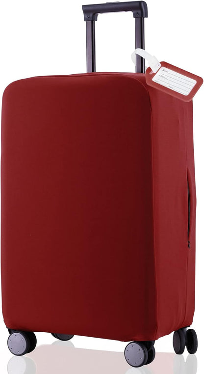 Travel Luggage Cover Suitcase Protector Scratch-Resistant Fit 19-31 Inch Suitcase, Not Included Suitcase (Claret, L(26-27 inch))