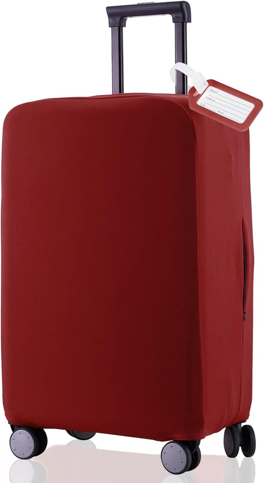 Travel Luggage Cover Suitcase Protector Scratch-Resistant Fit 19-31 Inch Suitcase, Not Included Suitcase (Claret, L(26-27 inch))