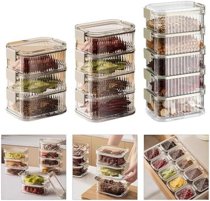 3/4/5 Layers Clear Portable Travel Spices Jars, Multi Camping Spices Containers With Organizers Bag, Stackable Spices Salt