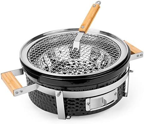 ONLYFIRE GRILLS 14”Ceramic Hibachi Charcoal Grill with Grid Lifter, GS305