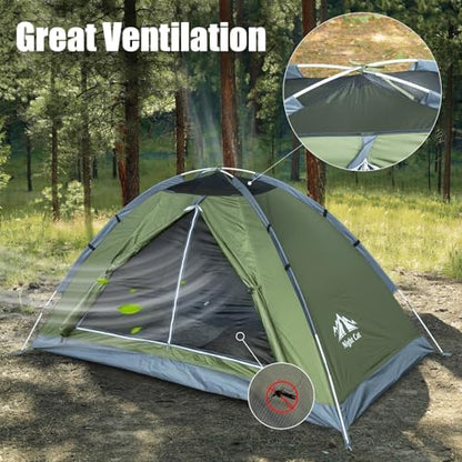 Night Cat Backpacking Tent for One 1 to 2 Persons Lightweight Waterproof Camping Hiking Tent for Adults Kids Scouts Easy Setup Single Layer 2.2x1.2m