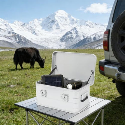 Aluminum Storage Box with Lid, 30L/7.93Gal Heavy Duty Overland Storage Box Stackable Trunk Organizer with Handles & Latches for Truck Bed SUV Camping Outdoor Home Organization