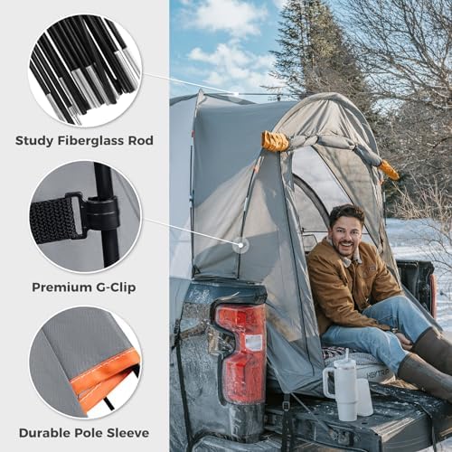 HEYTRIP Truck Bed Tent 5.5ft-6.8ft Waterproof Pickup Truck Tent Double Layer 2 Person Truck Tent Camper for Camping Fishing