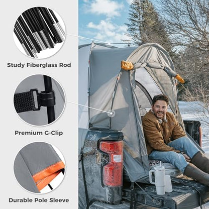 HEYTRIP Truck Bed Tent 5.5ft-6.8ft Waterproof Pickup Truck Tent Double Layer 2 Person Truck Tent Camper for Camping Fishing
