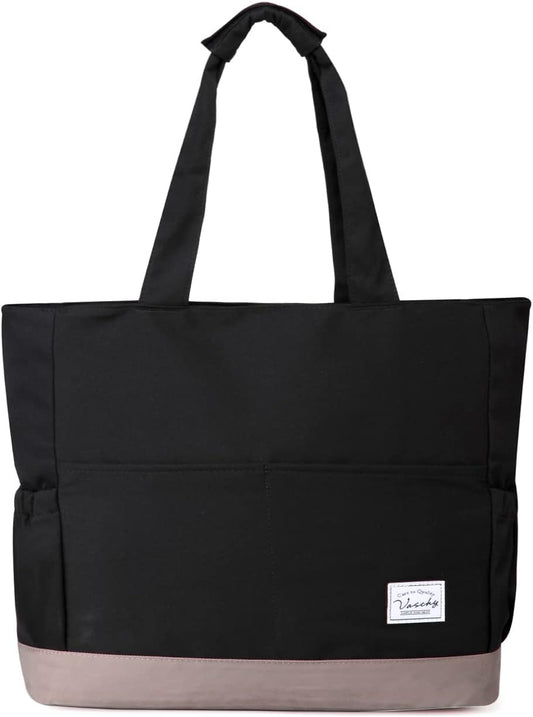 VASCHY Beach Bag for Women, Large Waterproof Sandproof Fold-able Packable Pool Tote Bag w Zipper/Pockets