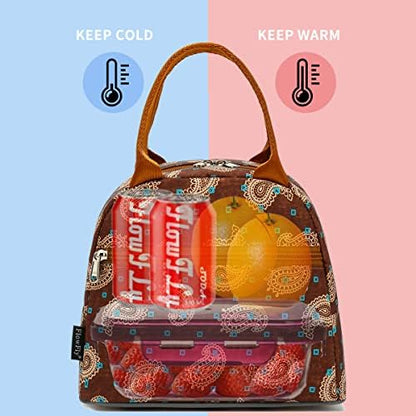 FlowFly Insulated Lunch Cooler Bag - Tote Bag Organizer for Women/Men, Cashew
