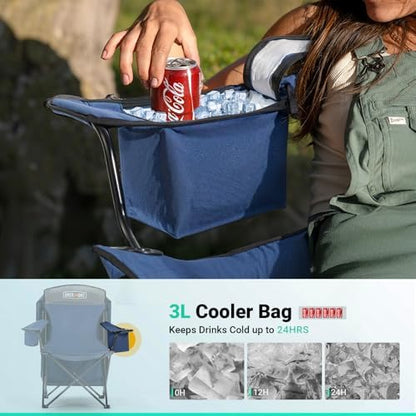 Overmont Camping Chair with Canopy Shade - 330 lb Support&3L Cooler Bag