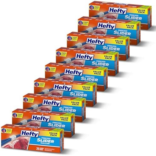 Hefty Slider Freezer Bags, Gallon Size, 25 Count (Pack of 9), 225 Total