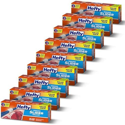 Hefty Slider Freezer Bags, Gallon Size, 25 Count (Pack of 9), 225 Total