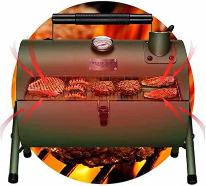 MAISON HUIS Small Charcoal Grill, Portable Tabletop BBQ Smoker for Outdoor Camping,Mini Grill for Tailgating, Hiking & Picnic, (Green)