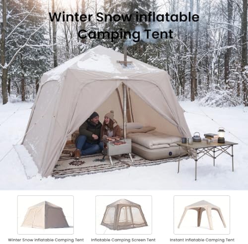 Inflatable Tents for Camping, Large Blow Up Tent with Hand Pump, Easy Setup InflatableTent 4 Season Tent, Waterproof Oxford Air Glamping Tents for Camping Adult 4/6/8/10/12 Person