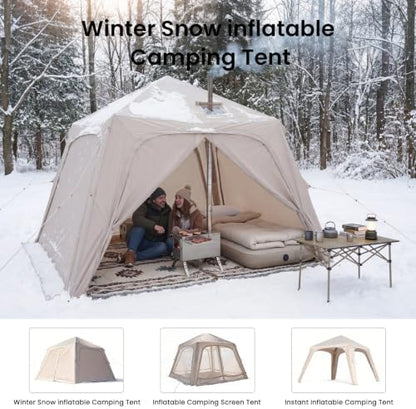 Inflatable Tents for Camping, Large Blow Up Tent with Hand Pump, Easy Setup InflatableTent 4 Season Tent, Waterproof Oxford Air Glamping Tents for Camping Adult 4/6/8/10/12 Person