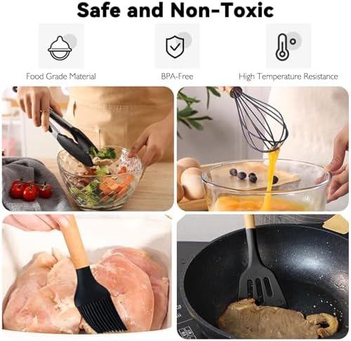 Camping Cooking Utensils Set, Silicone Cookware for Travel BBQ