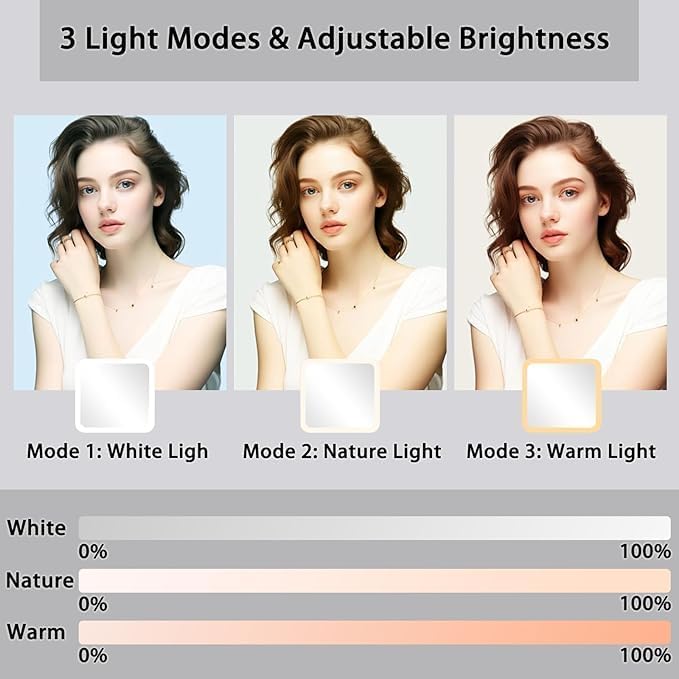 Makeup Bag with Led Mirror,Travel Makeup Organizer with 3 Color Setting & 10X Magnifying Mirror, Portable Storage and Adjustable Dividers Travel Makeup Bag-black